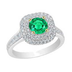 Pavé Smaragd Gekleurde Steen Ring 2 karaat – Bicolor 14K Goud