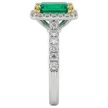 Afbeelding in Gallery-weergave laden, Edelsteen Ring Bicolor 14K Goud met Fijne Smaragd – bovenaanzicht
