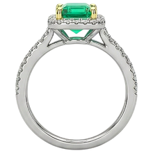 Afbeelding in Gallery-weergave laden, Smaragd Slijpvorm Colombiaanse Smaragd ring in Bicolor 14K Goud – achteraanzicht
