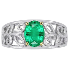 Afbeelding in Gallery-weergave laden, Luxe Colombiaanse Smaragd Gekleurde Steen Ring 2 karaat – hoekaanzicht
