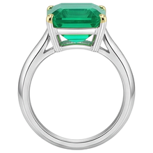 Afbeelding in Gallery-weergave laden, Gekleurde Steen Ring 14 Karaat Tweekleurig Goud met Smaragd – bovenaanzicht

