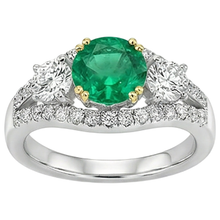 Afbeelding in Gallery-weergave laden, Colombiaanse Smaragd Sieraadsteen Ring 2,50-karaat Bicolor 14K Goud – zijaanzicht
