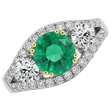 Afbeelding in Gallery-weergave laden, Sieraadsteen Ring Bicolor 14K Goud met Colombiaanse Smaragd – hoekaanzicht
