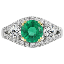 Afbeelding in Gallery-weergave laden, Colombiaanse Smaragd Sieraadsteen Ring 2,50 karaat Bicolor 14K Goud – vooraanzicht
