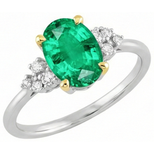 Afbeelding in Gallery-weergave laden, Sieraadsteen Ring Bicolor 14K Goud met Smaragd – vooraanzicht
