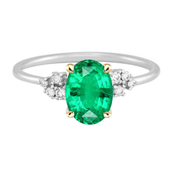 Sieraadsteen Ring Bicolor 14K Goud met Smaragd – 3,50 karaat