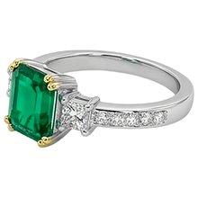 Afbeelding in Gallery-weergave laden, Colombiaanse Smaragd Sieraadsteen Ring 2-karaat Bicolor 14K Goud – profielaanzicht
