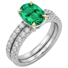 Afbeelding in Gallery-weergave laden, Colombiaanse Smaragd Sieraadsteen Ring 2,50-karaat Bicolor 14K Goud – zijaanzicht

