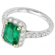 Afbeelding in Gallery-weergave laden, Smaragd Edelsteen Ring 2 karaat Bicolor 14K Goud – vooraanzicht
