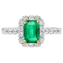 Afbeelding in Gallery-weergave laden, Edelsteen Ring Bicolor 14K Goud met Smaragd – bovenaanzicht

