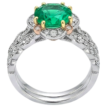 Afbeelding in Gallery-weergave laden, Fijne Smaragd Rond Geslepen Sieraadsteen Ring in 14K – bovenaanzicht
