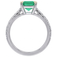 Afbeelding in Gallery-weergave laden, Smaragd Gekleurde Steen Ring 2,50-karaat Bicolor 14K Goud – bovenaanzicht
