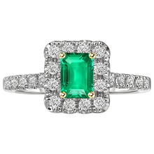 Afbeelding in Gallery-weergave laden, Smaragd Edelsteen Ring 2 karaat 14 Karaat Tweekleurig Goud – hoekaanzicht
