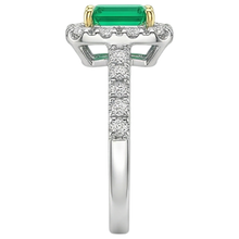 Afbeelding in Gallery-weergave laden, Smaragd Edelsteen Ring 2 karaat 14 Karaat Tweekleurig Goud – achteraanzicht
