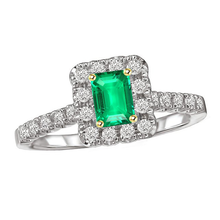 Afbeelding in Gallery-weergave laden, Smaragd Edelsteen Ring 2-karaat 14 Karaat Tweekleurig Goud – hoofdaanzicht
