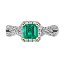 Afbeelding in Gallery-weergave laden, Edelsteen Ring Bicolor 14K Goud met Fijne Smaragd – hoofdaanzicht
