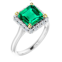 Kathedraal Zetting Gekleurde Steen Ring – Fijne Smaragd 3,50