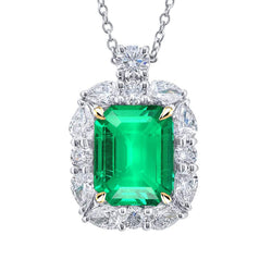 Bicolor 14K Goud GIA Gekeurd Fijne Smaragd Steen Halsketting 6