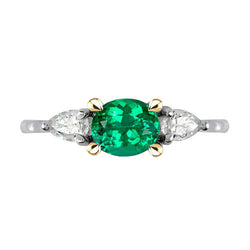 Tweekleurig 14K Goud GIA Gekeurd Fijne Smaragd Edelsteen Ring