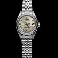 Grijze Romeinse wijzerplaat Rolex Datumjust Dames rand Jubileum roestvrij staal