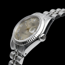 Afbeelding in Gallery-weergave laden, Grijze Romeinse wijzerplaat Rolex Datumjust Dames rand Jubileum roestvrij staal
