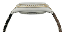 Afbeelding in Gallery-weergave laden, Grijze Romeinse wijzerplaat met diamanten rand roestvrij staal en goud Rolex dameshorloge Datumjust
