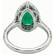 Afbeelding in Gallery-weergave laden, Groene Edelsteen Ring Groente smaragd Met Halo Diamant 3,75 Karaat Wit Goud 14K
