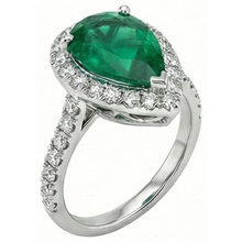 Afbeelding in Gallery-weergave laden, Groene Edelsteen Ring Groente smaragd Met Halo Diamant 3,75 Karaat Wit Goud 14K
