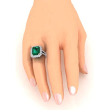 Afbeelding in Gallery-weergave laden, Groene Smaragd Met Diamanten Ring
