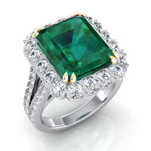 Afbeelding in Gallery-weergave laden, Groene Smaragd Met Diamanten Ring
