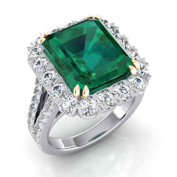 Groene Smaragd Met Diamanten Ring
