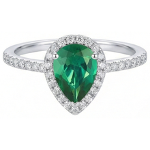 Afbeelding in Gallery-weergave laden, Natuurlijke, Echte (Niet Labgekweekt) Peervormige Groene Smaragd GIA Edelsteen Ring Witgoud 14K 5.35 Karaat
