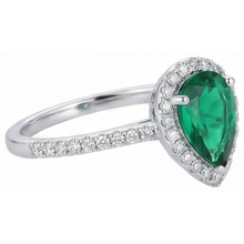 Afbeelding in Gallery-weergave laden, Natuurlijke, Echte (Niet Labgekweekt) Peervormige Groene Smaragd GIA Edelsteen Ring Witgoud 14K 5.35 Karaat
