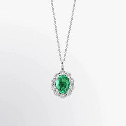 Groene smaragd & diamanten 4,25 karaat dame edelsteen hanger ketting