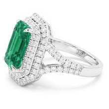 Afbeelding in Gallery-weergave laden, Groene smaragd en Natuurlijke echte diamanten ( niet in een laboratorium gekweekt ) 11,75 karaat jubileumring wit goud 14K
