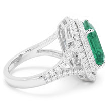 Afbeelding in Gallery-weergave laden, Groene smaragd en Natuurlijke echte diamanten ( niet in een laboratorium gekweekt ) 11,75 karaat jubileumring wit goud 14K
