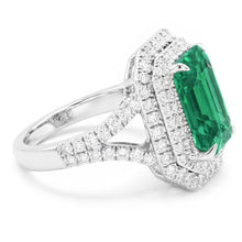 Afbeelding in Gallery-weergave laden, Groene smaragd en Natuurlijke echte diamanten ( niet in een laboratorium gekweekt ) 11,75 karaat jubileumring wit goud 14K
