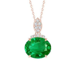 Groene smaragd en diamant 14,35 karaat edelsteen hanger 14K roségoud