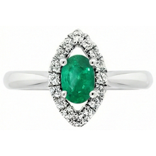 Afbeelding in Gallery-weergave laden, Groene smaragd en Natuurlijke echte diamant ( niet in het laboratorium gekweekt ) 3.75 karaat verlovingsring goud wit 14K
