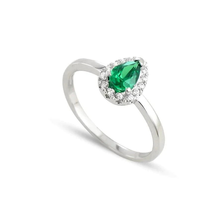 Groene smaragd en diamanten 5 ct jubileumring 14K witgoud nieuw