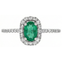 Afbeelding in Gallery-weergave laden, Groene smaragd en Natuurlijke echte diamanten ( niet in een laboratorium gekweekt ) 5,25 karaat trouwring 14K WG
