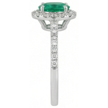 Afbeelding in Gallery-weergave laden, Groene smaragd en Natuurlijke echte diamanten ( niet in een laboratorium gekweekt ) 5,25 karaat trouwring 14K WG
