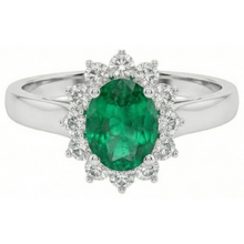 Afbeelding in Gallery-weergave laden, Groene smaragd en diamanten trouwring 3,50 karaat gouden sieraden
