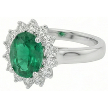 Afbeelding in Gallery-weergave laden, Groene smaragd en diamanten trouwring 3,50 karaat gouden sieraden
