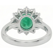 Afbeelding in Gallery-weergave laden, Groene smaragd en diamanten trouwring 3,50 karaat gouden sieraden
