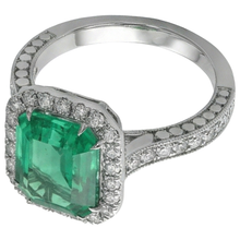 Afbeelding in Gallery-weergave laden, Groene Smaragd GIA en Natuurlijke uit de aarde gewonnen Diamanten Trouwring Witgoud Sieraden 21.50 Ct
