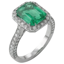 Afbeelding in Gallery-weergave laden, Groene Smaragd GIA en Natuurlijke uit de aarde gewonnen Diamanten Trouwring Witgoud Sieraden 21.50 Ct
