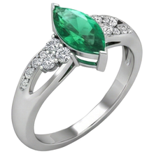 Afbeelding in Gallery-weergave laden, Groene smaragd met Natuurlijke echte diamanten ( niet in een laboratorium gekweekt ) 2.75 ct. Verlovingsring Witgoud 14K
