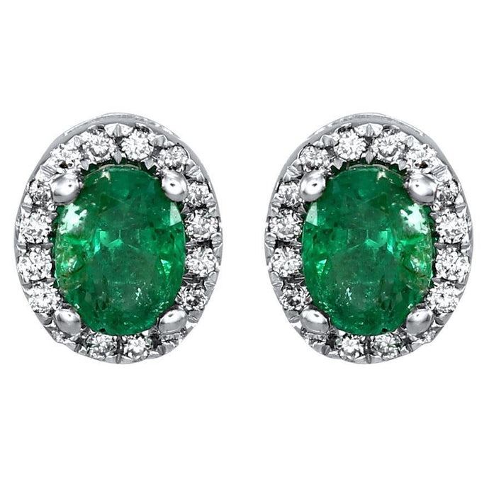 Groene smaragd met diamanten 5,90 karaat studs Halo oorbellen wit goud