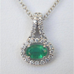 Groene smaragd met diamanten edelsteen hanger ketting 9,25 ct witgoud 14K